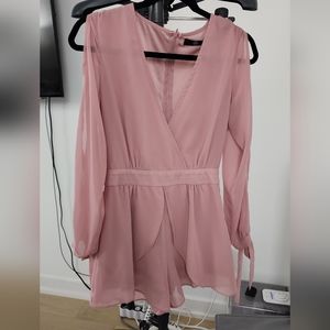New pink romper with slit sleeves missguided